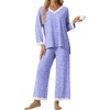 image:imagePrinStory Womens Pajamas Sets 2 Piece V Neck Pj Set with Lace TrimFpspeckled Blue