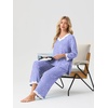 image:imagePrinStory Womens Pajamas Sets 2 Piece V Neck Pj Set with Lace TrimFpspeckled Blue