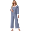 image:imagePrinStory Womens Pajamas Sets 2 Piece V Neck Pj Set with Lace TrimGray Blue
