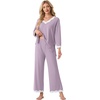 image:imagePrinStory Womens Pajamas Sets 2 Piece V Neck Pj Set with Lace TrimPurple