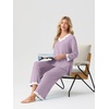 image:imagePrinStory Womens Pajamas Sets 2 Piece V Neck Pj Set with Lace TrimPurple