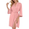 image:imagePrinStory Womens Robe Knee Length Soft Knit Bathrobe S2XLFlesh Pink