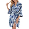 image:imagePrinStory Womens Robe Knee Length Soft Knit Bathrobe S2XLFpblue Cyan Porcelain