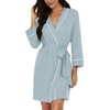 image:imagePrinStory Womens Robe Knee Length Soft Knit Bathrobe S2XLGray Blue