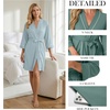 image:imagePrinStory Womens Robe Knee Length Soft Knit Bathrobe S2XLGray Blue