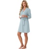 image:imagePrinStory Womens Robe Knee Length Soft Knit Bathrobe S2XLGray Blue