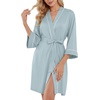 image:imagePrinStory Womens Robe Knee Length Soft Knit Bathrobe S2XLGray Blue