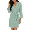 image:imagePrinStory Womens Robe Knee Length Soft Knit Bathrobe S2XLGray Green