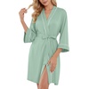 image:imagePrinStory Womens Robe Knee Length Soft Knit Bathrobe S2XLGray Green