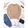 image:imageWomens Bell Long Sleeve Crop Cinched Waist Ribbed Knit Going Out Tops 2026Apricot