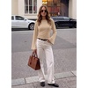 image:imageWomens Bell Long Sleeve Crop Cinched Waist Ribbed Knit Going Out Tops 2026Apricot
