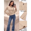 image:imageWomens Bell Long Sleeve Crop Cinched Waist Ribbed Knit Going Out Tops 2026Apricot