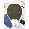 image:imageWomens Bell Long Sleeve Crop Cinched Waist Ribbed Knit Going Out Tops 2026Army Green