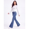image:imageWomens Bell Long Sleeve Crop Cinched Waist Ribbed Knit Going Out Tops 2026Bleached White