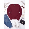 image:imageWomens Bell Long Sleeve Crop Cinched Waist Ribbed Knit Going Out Tops 2026Dark Red