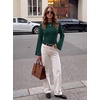 image:imageWomens Bell Long Sleeve Crop Cinched Waist Ribbed Knit Going Out Tops 2026Emerald Green