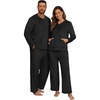 image:imagePrinStory Couples Matching Fleece Pajama Set for Women amp Men Warm SleepwearBlack
