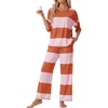 image:imagePrinStory Womens Pajama Sets Striped Pajama Set with PocketsFporange Pink Stripe