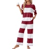 image:imagePrinStory Womens Pajama Sets Striped Pajama Set with PocketsFpwine Red Wt Stripe
