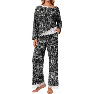 image:imagePrinStory Pajamas for Women Set 2 Piece Compy Fall PjsSpot Black