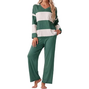 image:imagePrinStory Pajamas for Women Set Striped Pjs Set with PocketsFparmy Gn Apricot Sp
