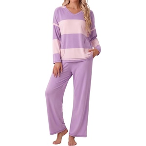 image:imagePrinStory Pajamas for Women Set Striped Pjs Set with PocketsFppurple Light Pink