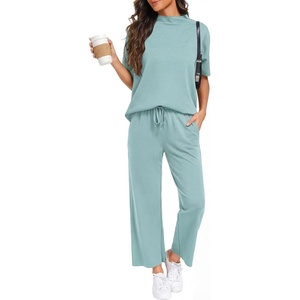 image:imagePrinStory Womens Lounge Set Summer 2 Piece Matching SetsLight Blue
